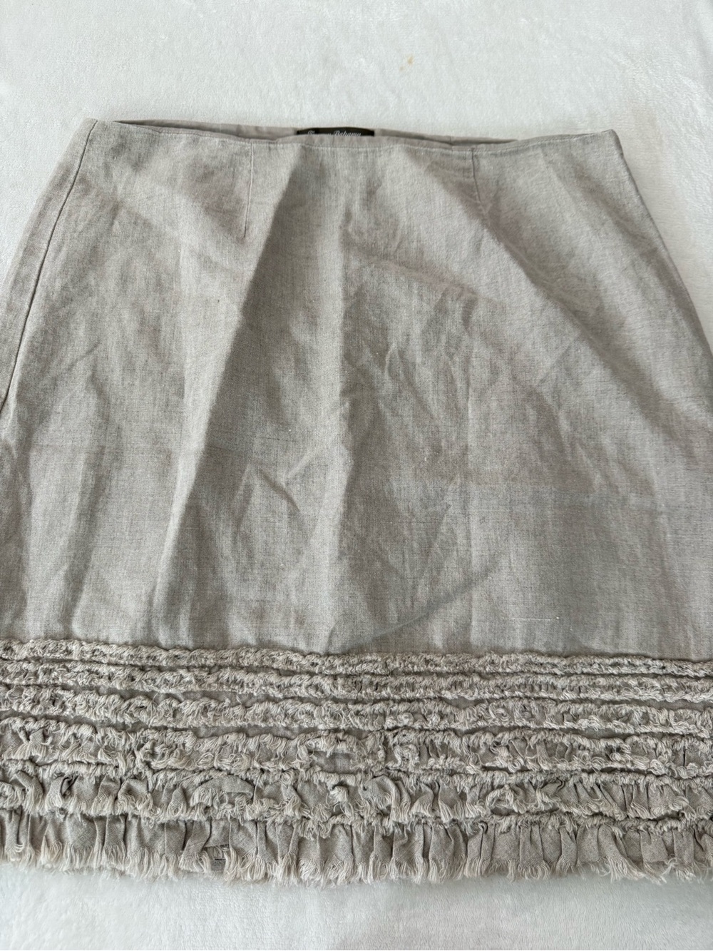 Tommy Bahama Two Palms 100% Linen Ruffle Skirt Flat Front Side Zip Raw Hem D83